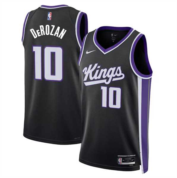 Men%27s Sacramento Kings #10 DeMar DeRozan Black Icon Edition Swingman Stitched Basketball Jersey Dzhi->philadelphia 76ers->NBA Jersey